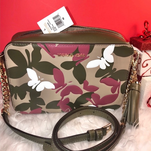๐บ NEW MK MICHAEL KORS OLIVE CROSSBODY butterflies - Picture 2 of 8